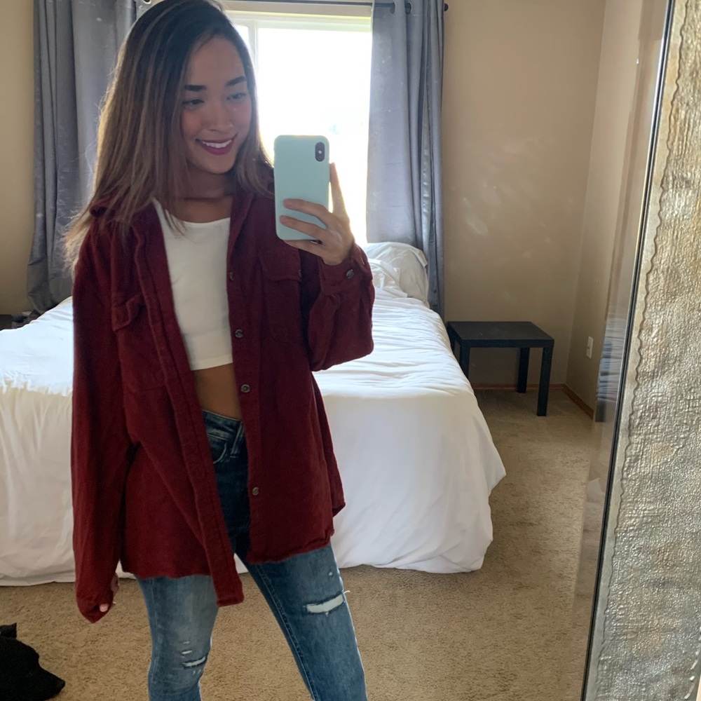 Red oversized shirt